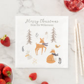 Winter Woodland Animals Folk Art Weihnachten Serviette (Beispiel)