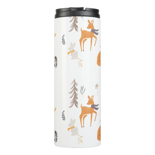 Winter Woodland Animals Folk Art Weihnachten Thermosbecher (Rückseite)