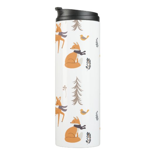 Winter Woodland Animals Folk Art Weihnachten Thermosbecher (Nach rechts gedreht)