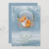 Winter Woodland Animals Fox Kinderdusche Einladung (Vorne/Hinten)