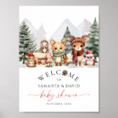 Winter Woodland Animals Kinderdusche Begrüßungszei Poster (Vorne)