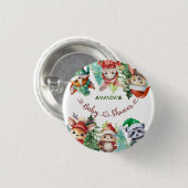 Winter Woodland Animals Kinderdusche Button (Vorne & Hinten)