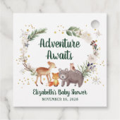 Winter Woodland Animals Kinderdusche Danke Geschenkanhänger (Rückseite)