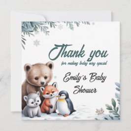Winter Woodland Animals Kinderdusche Danke Karte
