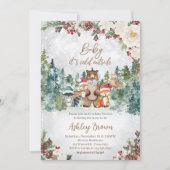 Winter Woodland Animals Kinderdusche Einladung (Vorderseite)