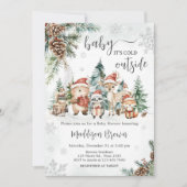 Winter Woodland Animals Kinderdusche Einladung (Vorderseite)