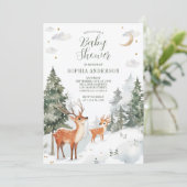 Winter Woodland Animals Kinderdusche Einladung (Stehend Vorderseite)