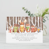 Winter Woodland Animals Kinderdusche Einladung (Stehend Vorderseite)