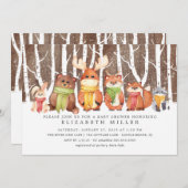 Winter Woodland Animals Kinderdusche Einladung (Vorne/Hinten)