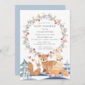 Winter Woodland Animals Kinderdusche Einladung (Vorne/Hinten)