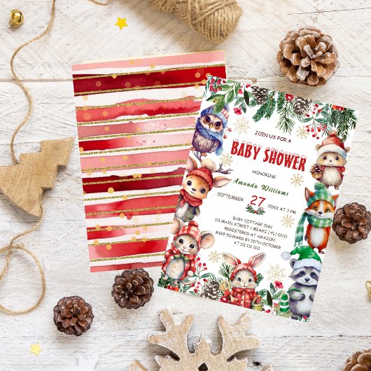 Winter Woodland Animals Kinderdusche Einladung