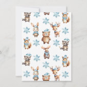Winter Woodland Animals Kinderdusche Einladung (Rückseite)