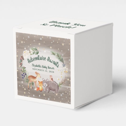 Winter Woodland Animals Kinderdusche Geschenkschachtel (Vorderseite)