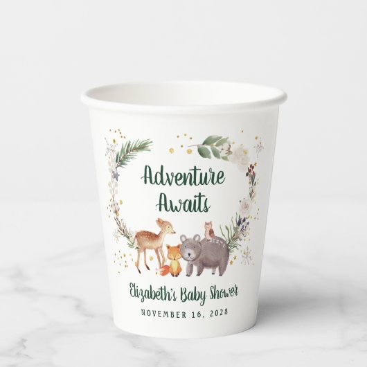 Winter Woodland Animals Kinderdusche Pappbecher (Rückseite)