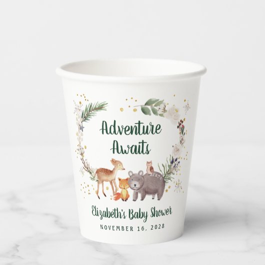 Winter Woodland Animals Kinderdusche Pappbecher (Vorderseite)