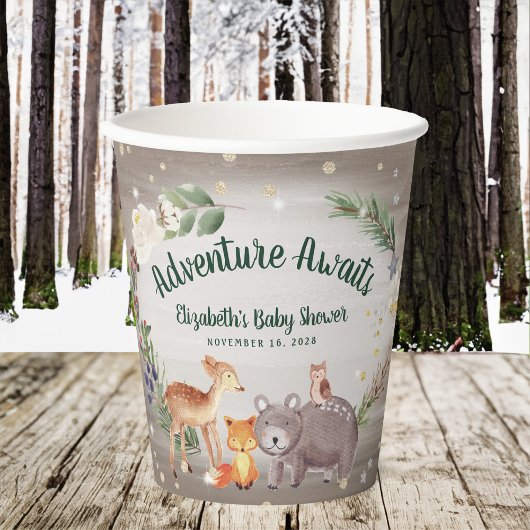 Winter Woodland Animals Kinderdusche Pappbecher