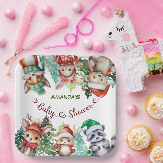 Winter Woodland Animals Kinderdusche Pappteller (Party)