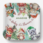 Winter Woodland Animals Kinderdusche Pappteller (Vorderseite)