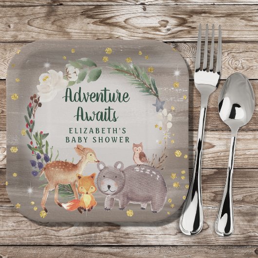 Winter Woodland Animals Kinderdusche Pappteller