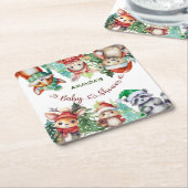 Winter Woodland Animals Kinderdusche Rechteckiger Pappuntersetzer (angewinkelt)