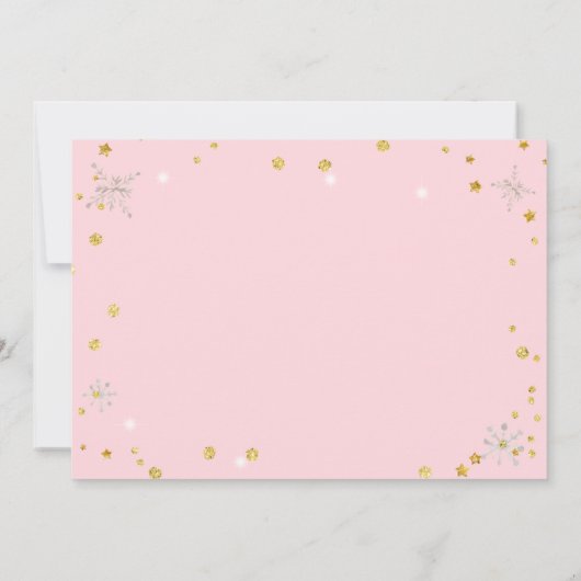 Winter Woodland Animals Kinderdusche rosa Einladung (Rückseite)