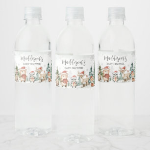 Winter Woodland Animals Kinderdusche Wasserflaschenetikett