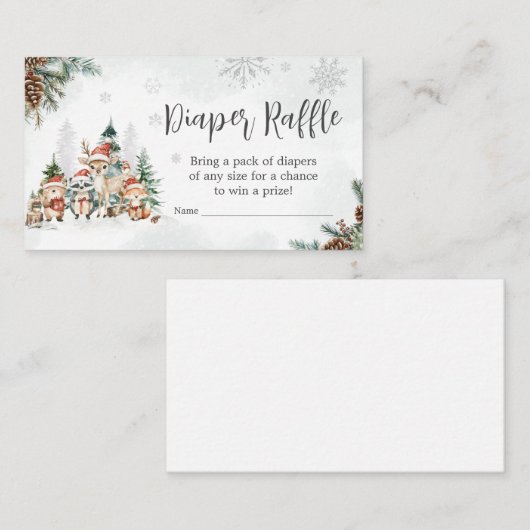 Winter Woodland Animals Kinderdusche Windelwanne R Begleitkarte (Vorne/Hinten)