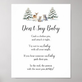 Winter Woodland Animals Shower Say Baby Game nicht Poster