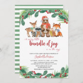 Winter Woodland Animals Weihnachtsdusche Einladung (Vorne/Hinten)