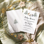 Winter Woodland Animals|White Baby Dusche Einladung