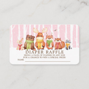 Winter Woodland Baby Animals Windeln Raffle Ticket Begleitkarte