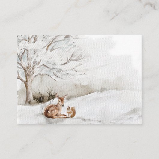 Winter Woodland Baby Boy Dusche Begleitkarte (Rückseite)