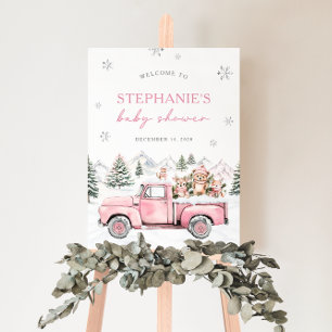 Winter Woodland Baby Dusche Begrüßungszeichen Poster