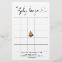 Winter Woodland Baby Dusche Bingo Spiel