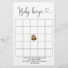 Winter Woodland Baby Dusche Bingo Spiel