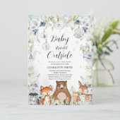 Winter Woodland Baby Dusche Einladung (Stehend Vorderseite)