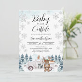 Winter Woodland Baby Dusche Einladung (Stehend Vorderseite)