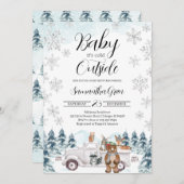 Winter Woodland Baby Dusche Einladung (Vorne/Hinten)