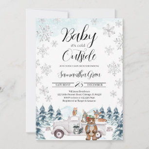 Winter Woodland Baby Dusche Einladung