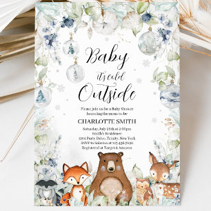 Winter Woodland Baby Dusche Einladung