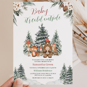 Winter Woodland Baby Dusche Einladung