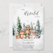 Winter Woodland Baby Dusche Einladung (Vorderseite)
