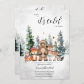 Winter Woodland Baby Dusche Einladung (Vorne/Hinten)