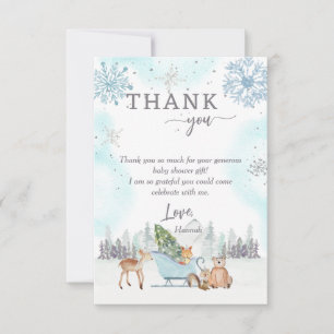 Winter Woodland Baby Dusche Foto Danke Karte