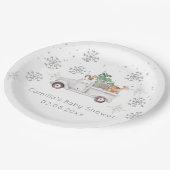 Winter Woodland Baby Dusche Pappteller (Schrägansicht)