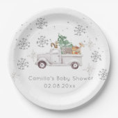 Winter Woodland Baby Dusche Pappteller (Vorderseite)
