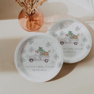 Winter Woodland Baby Dusche Pappteller