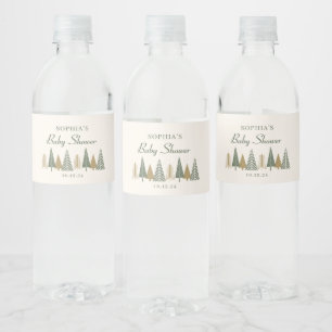 Winter Woodland Baby Dusche Wasserflaschenetikett