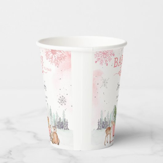 Winter Woodland Baby Es ist kalte Außendusche Pappbecher (Rechts)