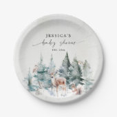 Winter Woodland Baby Es ist kalte Außendusche Pappteller (Vorderseite)